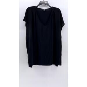 GNU Women's Plus Black V-Neck Short Sleeve Top SZ 2X